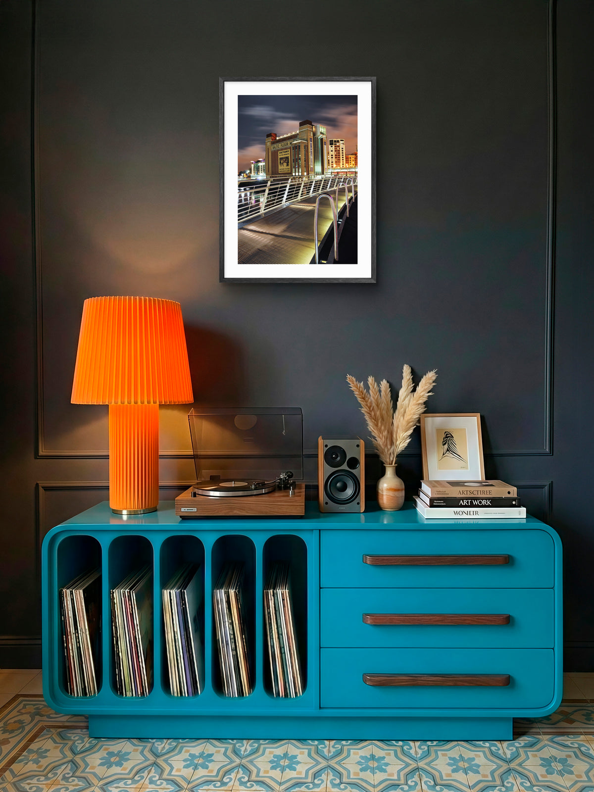 Millennium Bridge Gateshead - The Baltic Arts Centre - Gateshead wall art displayed in a styled room setting.