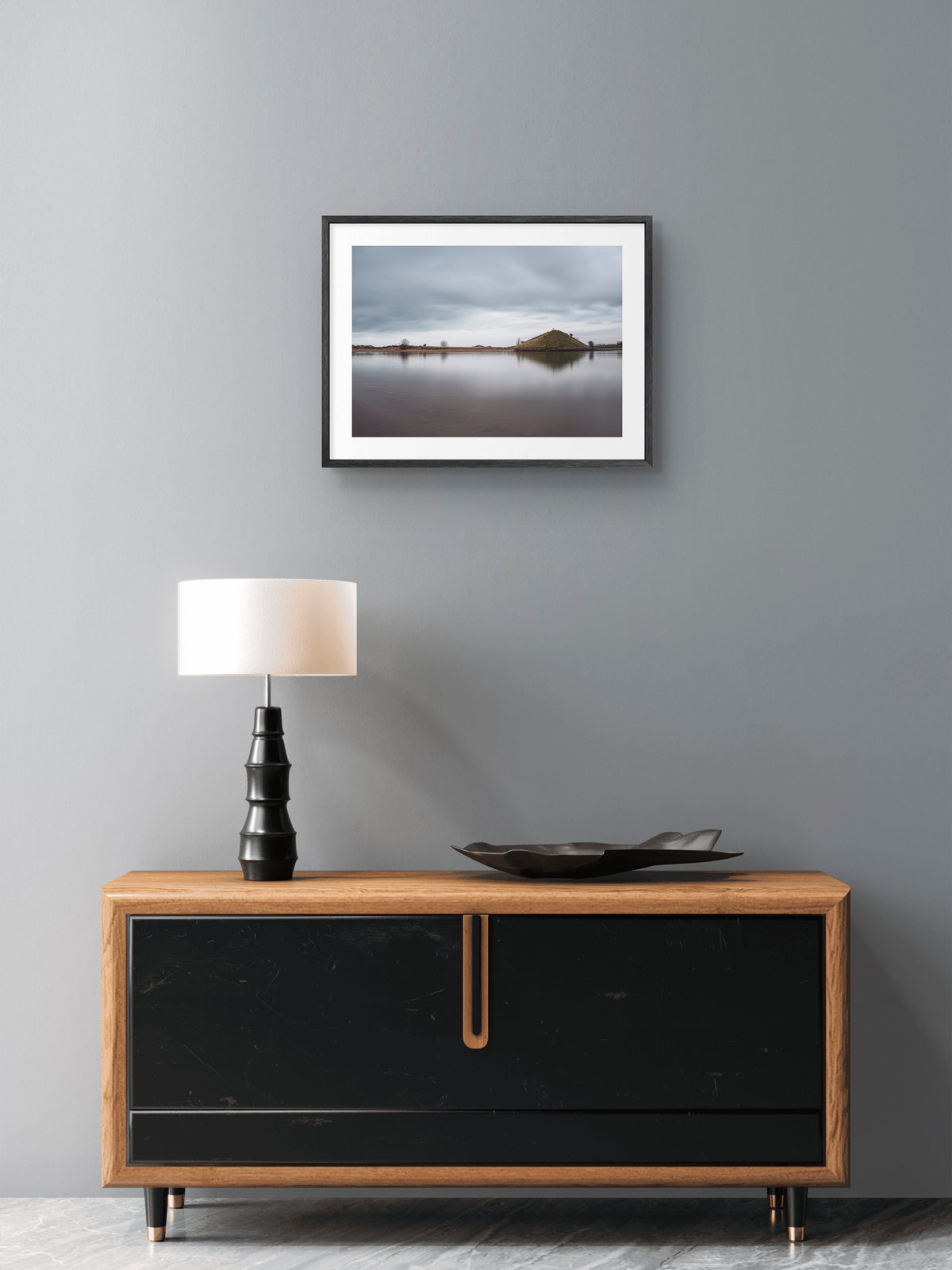The River Aln and Church Hill - Alnmouth - Northumberland wall art displayed in a styled room setting.