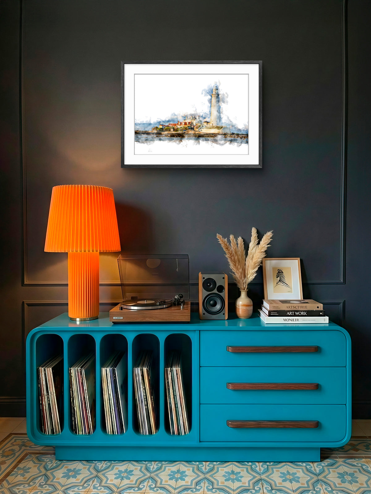 St Mary's Lighthouse - Digital Watercolour - Whitley Bay