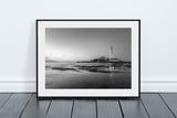 St Mary's Lighthouse - Sunset - Whitley Bay - Black and White