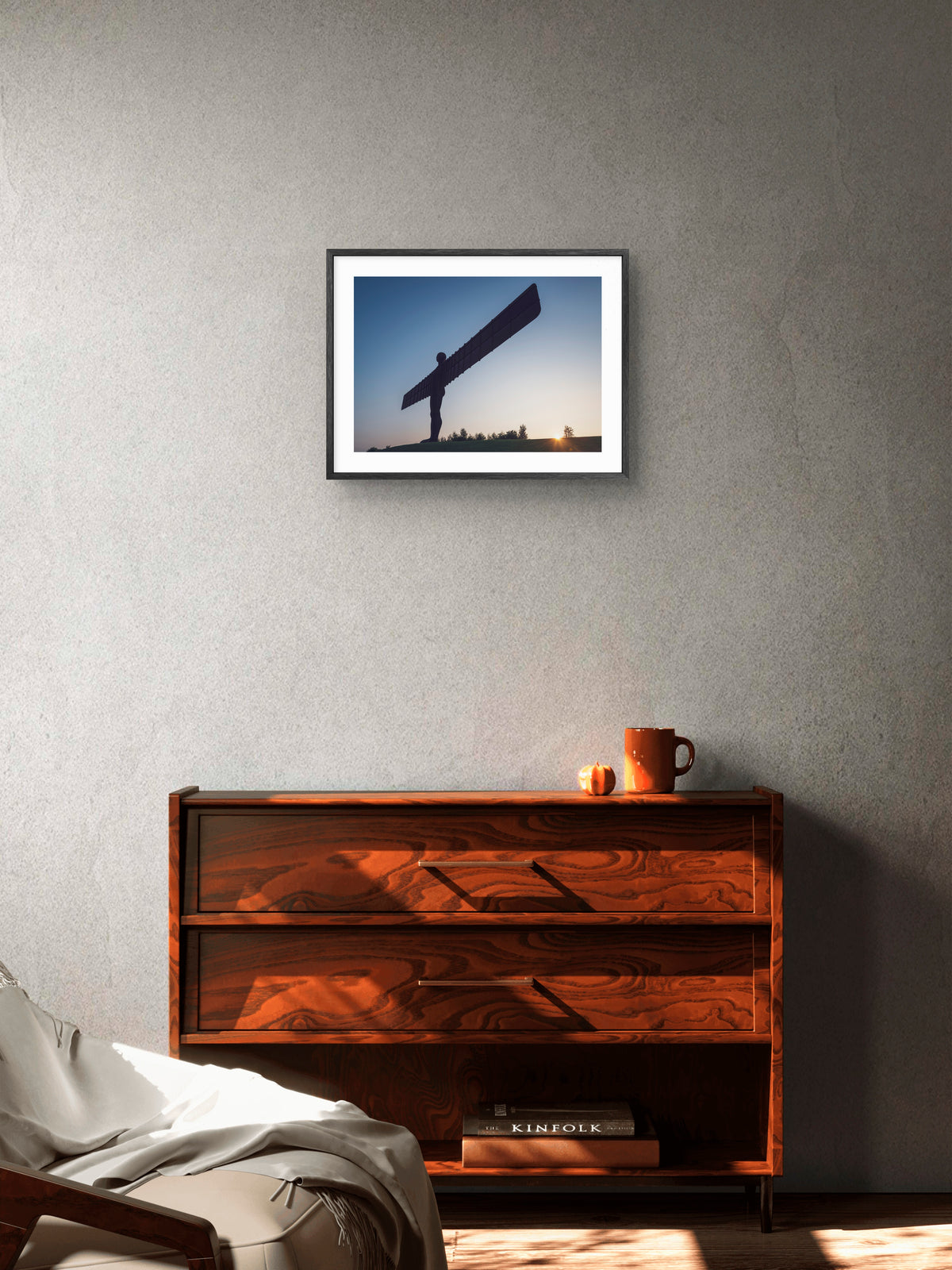 The Angel of The North - Gateshead - Tyne and Wear wall art displayed in a styled room setting.