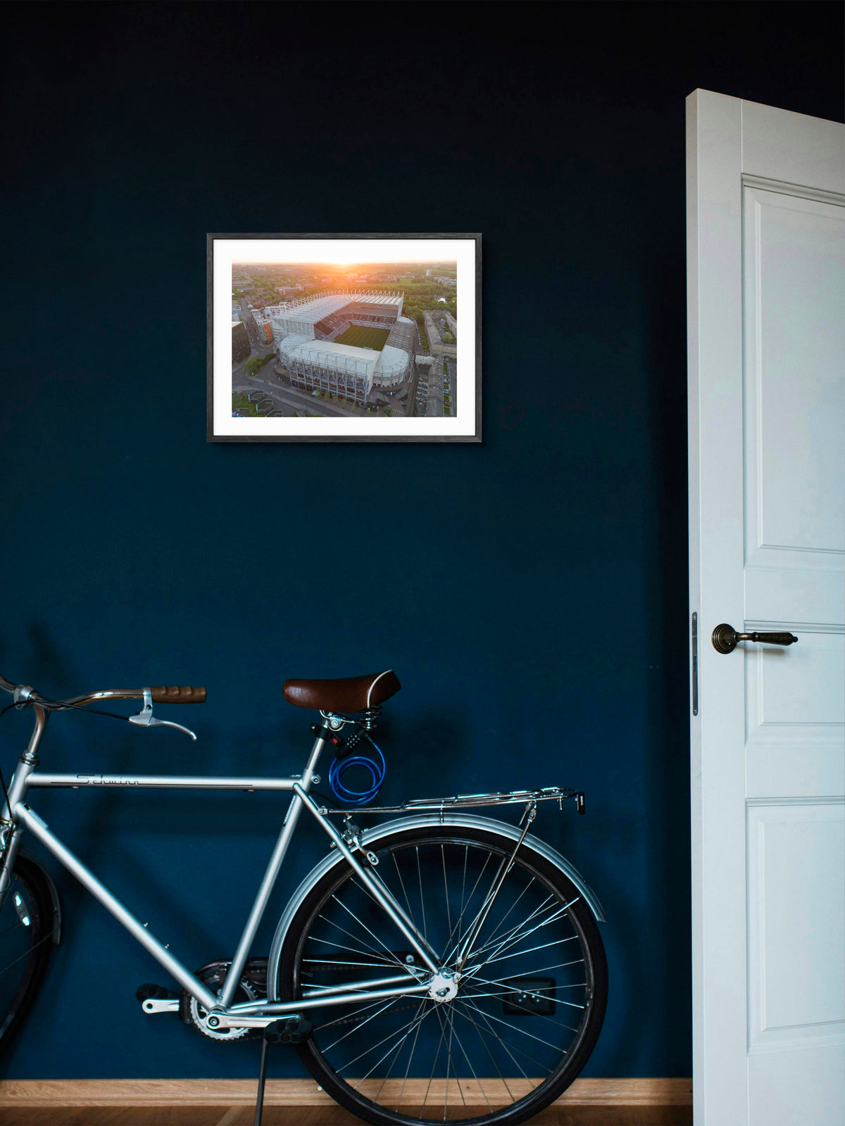 St James' Park - Sunset - Newcastle United Photography wall art displayed in a styled room setting.