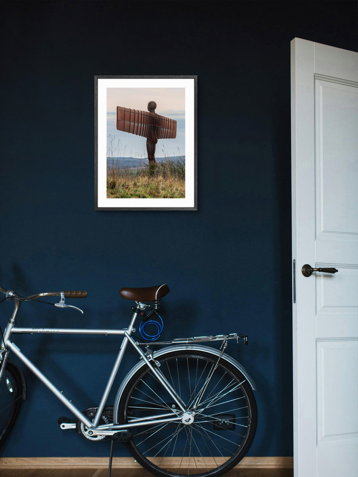 The Angel of the North - Gateshead - Winter wall art displayed in a styled room setting.