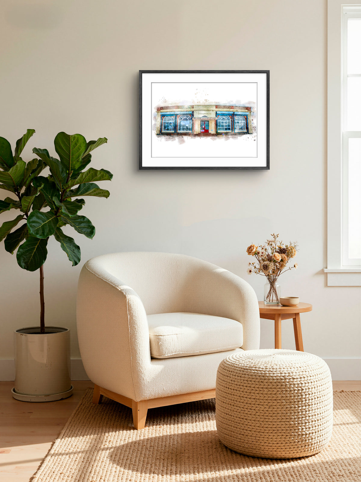 Rendezvous Cafe - Digital Watercolour - Whitley Bay