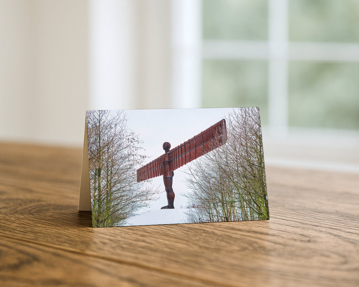 Angel of the North in Snow blank A5 greetings card, Gateshead, by North East Captures