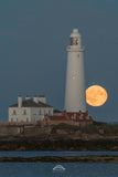 Lighthouse with a full moon rising in the background