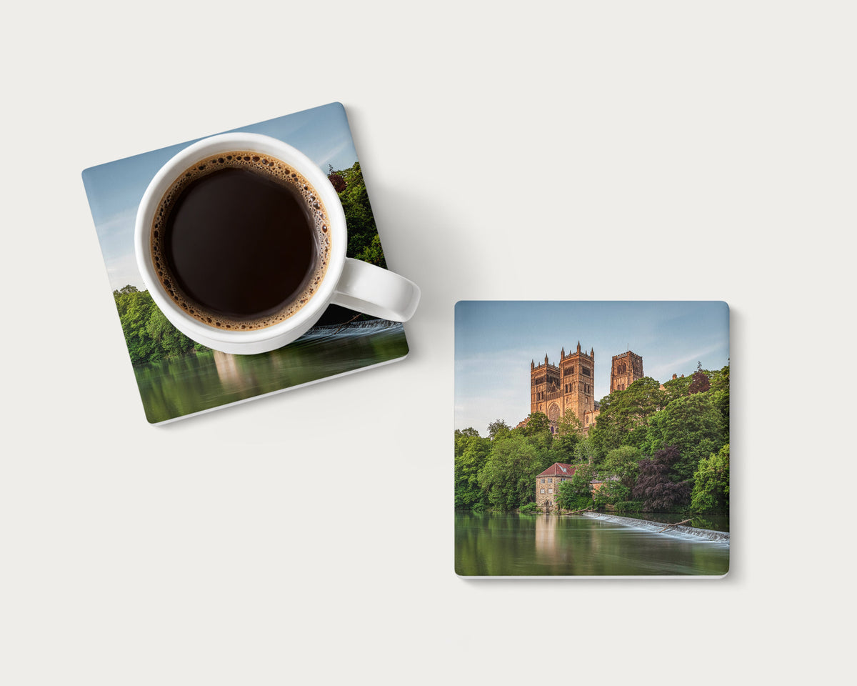 Durham Cathedral and River Wear photography coaster featuring Durham