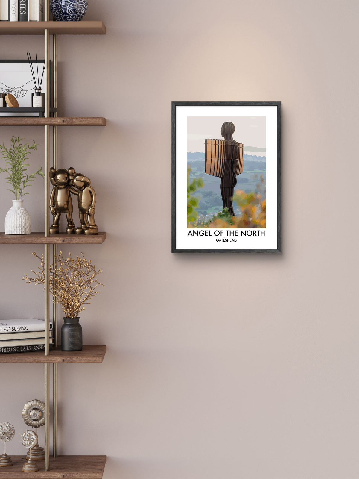 Angel of the North Side View framed vector art print displayed in a room setting