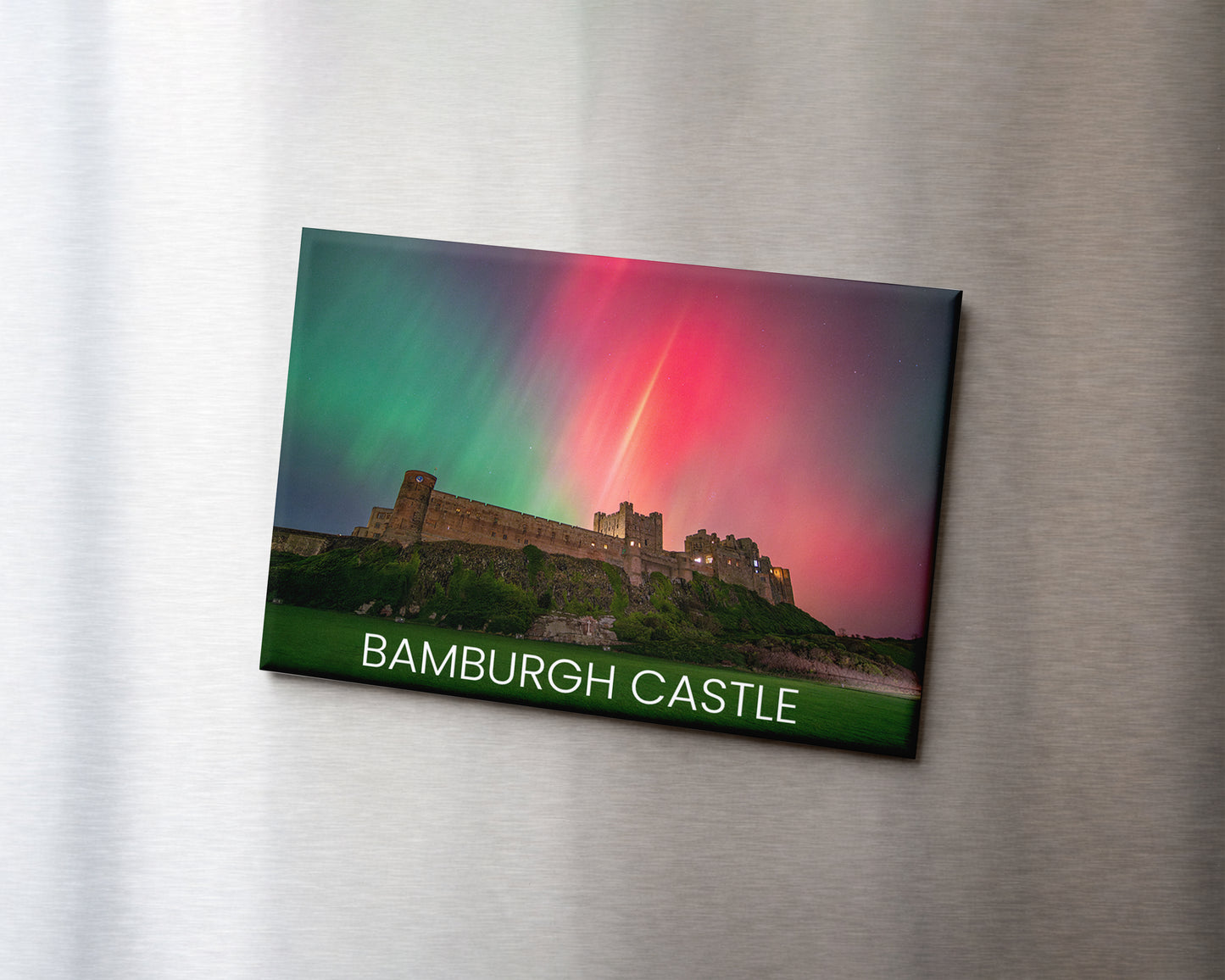 Bamburgh Castle Aurora Magnet 9 x 6.5 cm rectangular photography magnet