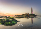 St Mary's Lighthouse - Seaweed Covered Rocks - Whitley Bay