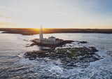 St Mary's Lighthouse - Drone Shot Sunset - Whitley Bay