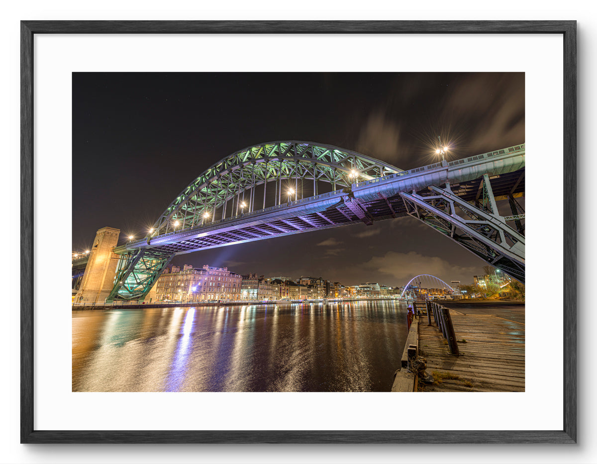 Tyne Bridge - Seen from The Gateshead Quayside - Gateshead shown as a framed photographic print.