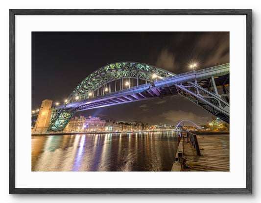 Tyne Bridge - Seen from The Gateshead Quayside - Gateshead shown as a framed photographic print.