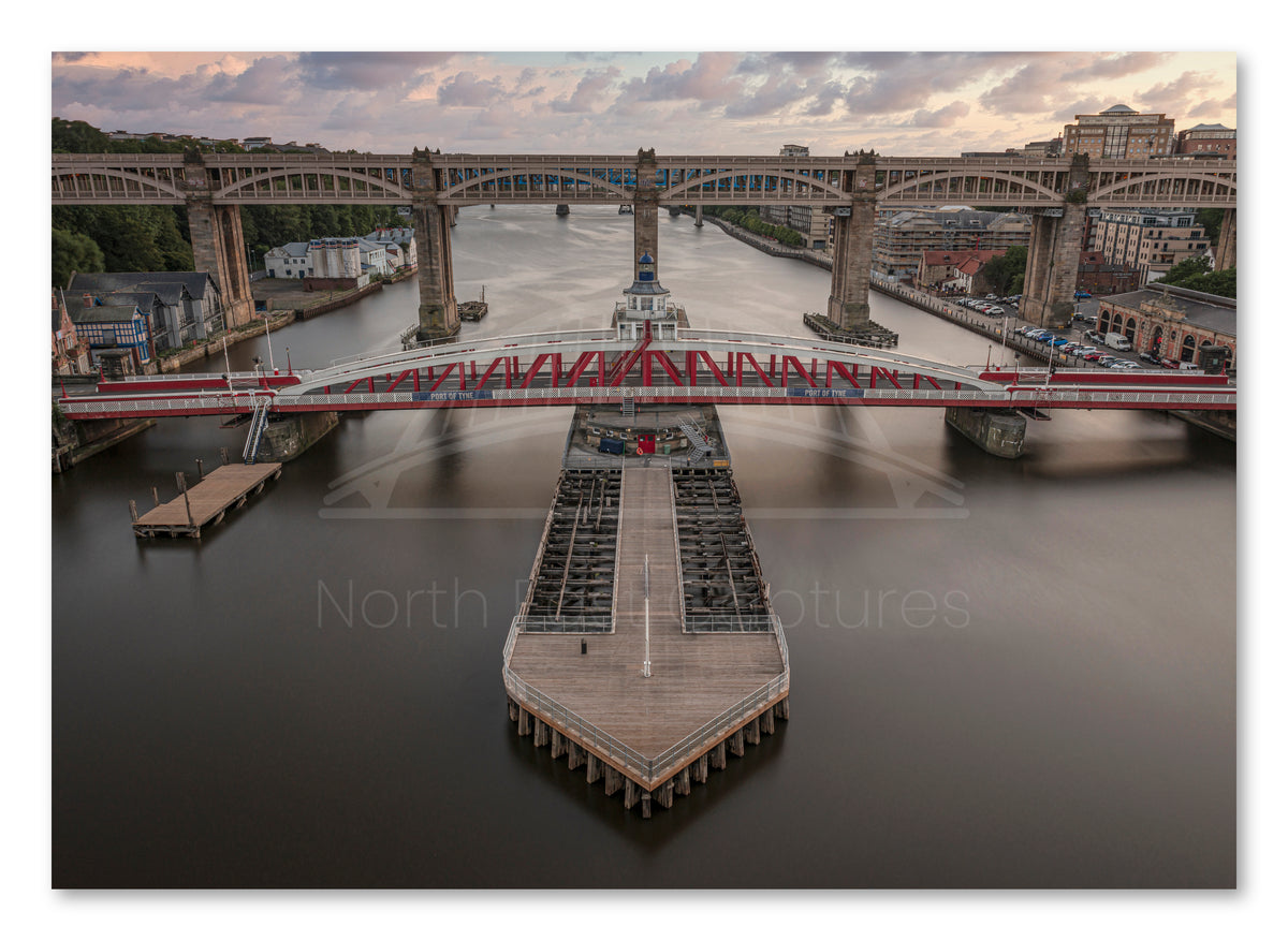 Swing Bridge - High Level Bridge - Crossing The Tyne - Newcastle shown as a canvas print.