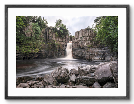 High Force Waterfall - The River Tees - Middleton in Teesdale - Weardale shown as a framed photographic print.