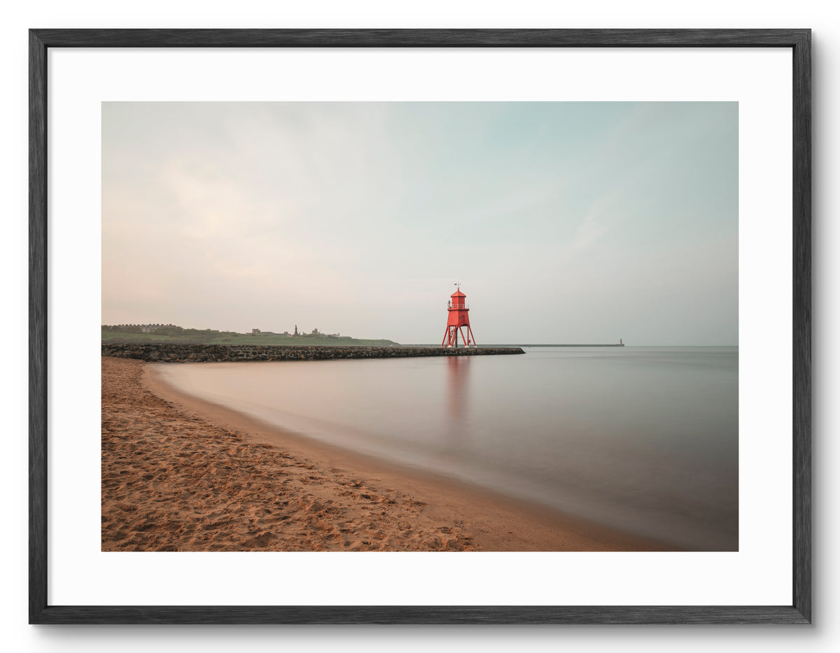 Herd Groyne Lighthouse - Sandhaven Beach - Long Exposure - South Shields shown as a framed photographic print.