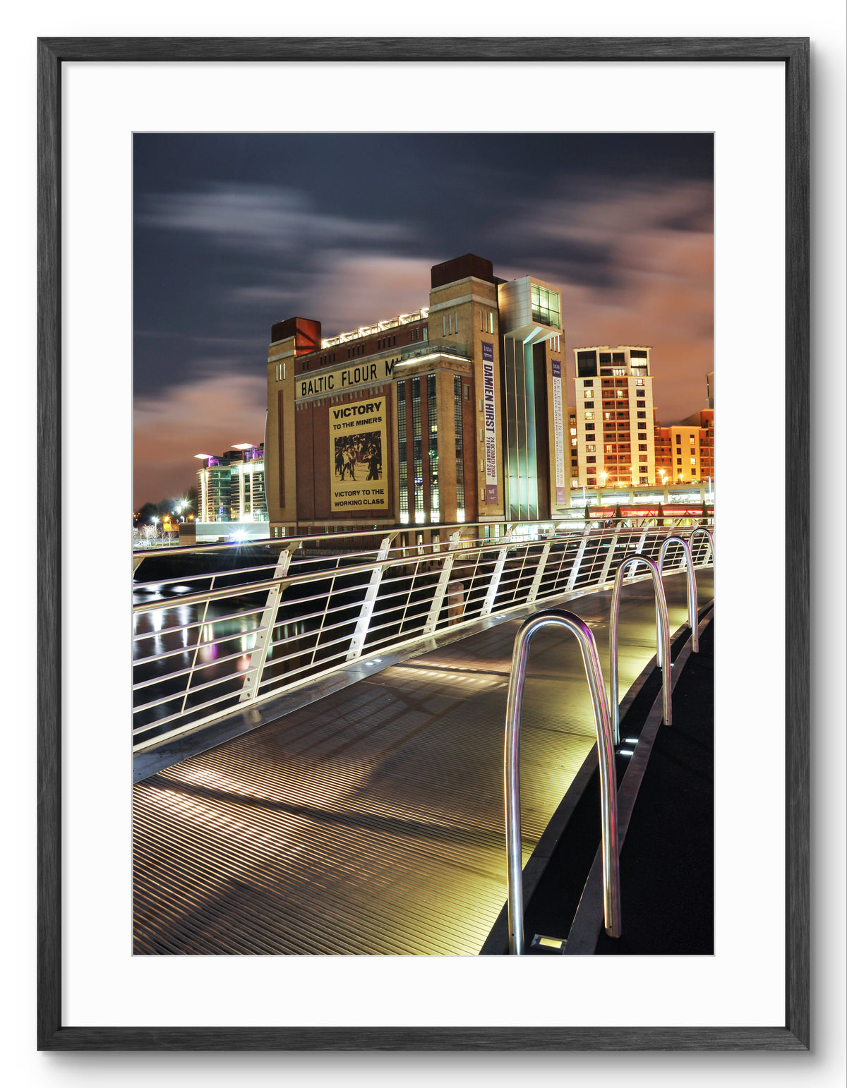 Millennium Bridge Gateshead - The Baltic Arts Centre - Gateshead shown as a framed photographic print.