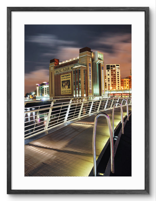 Millennium Bridge Gateshead - The Baltic Arts Centre - Gateshead shown as a framed photographic print.