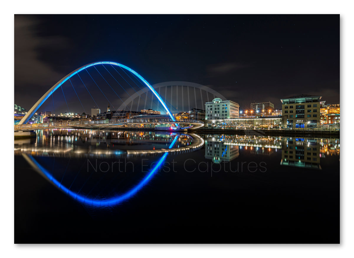 Millennium Bridge Gateshead - Gateshead Quay's - Night - Gateshead shown as a canvas print.