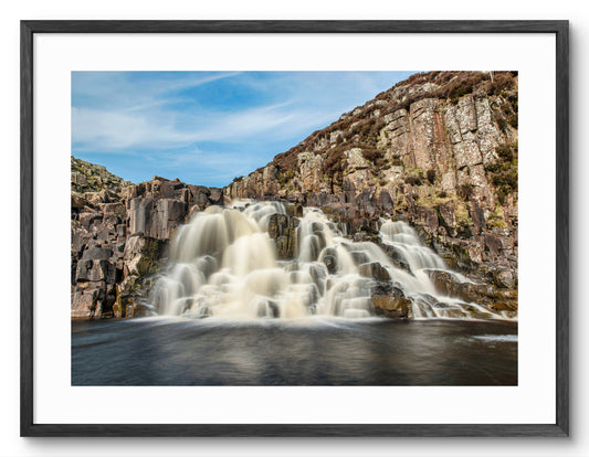 Cauldron Snout waterfall on the River Tees shown as a framed photographic print.