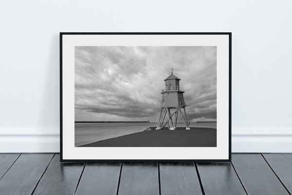 Black and White Herd Groyne Lighthouse Grey Skies, South Shields
