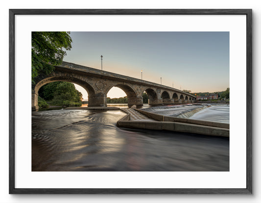 Hexham Bridge At Sunset - Hexham - Northumberland shown as a framed photographic print.