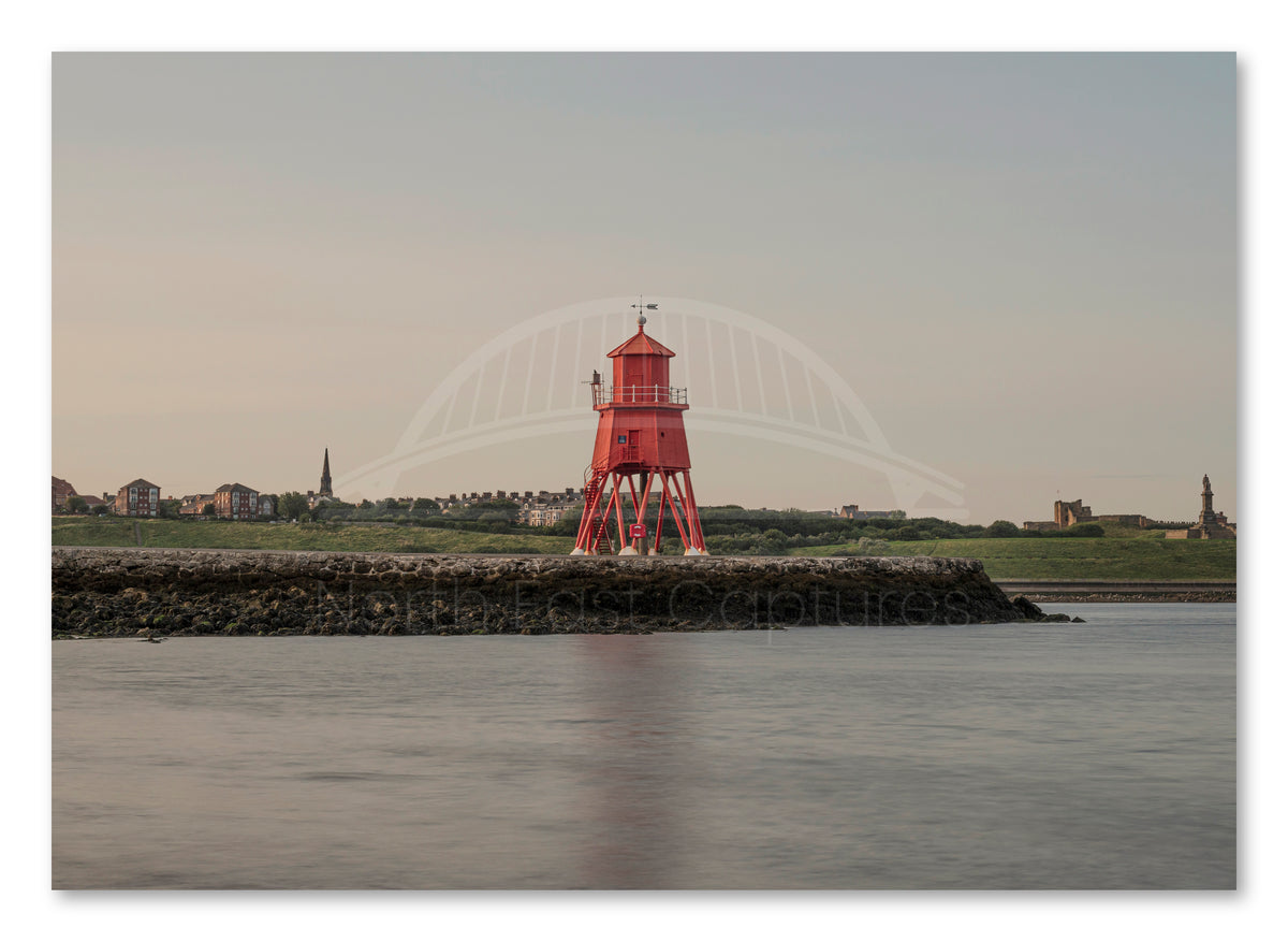 Herd Groyne Lighthouse - South Shield shown as a canvas print.