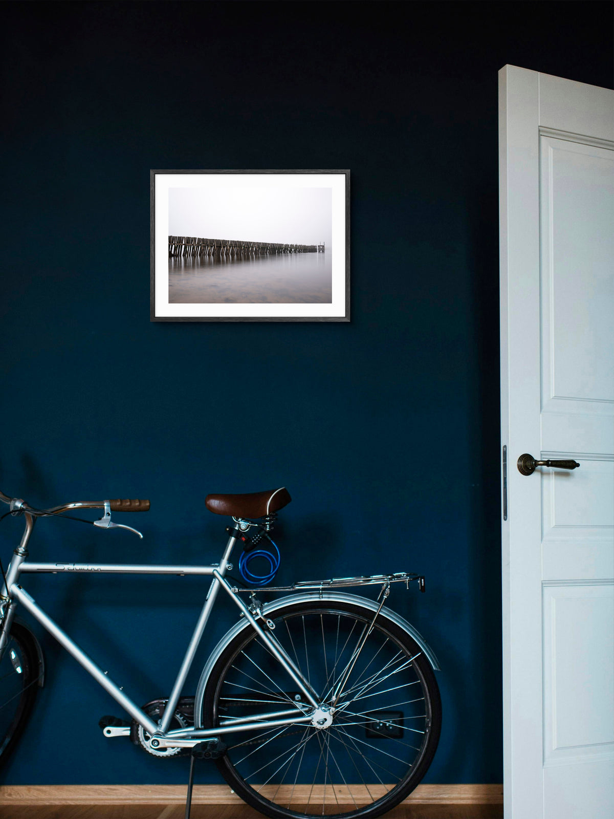 Lloyds Hailing Station in Fog - The River Tyne - North Shields wall art displayed in a styled room setting.
