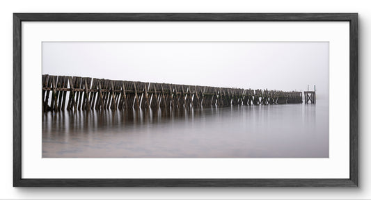Lloyd’s Hailing Station in Fog panoramic print — black frame and white mount