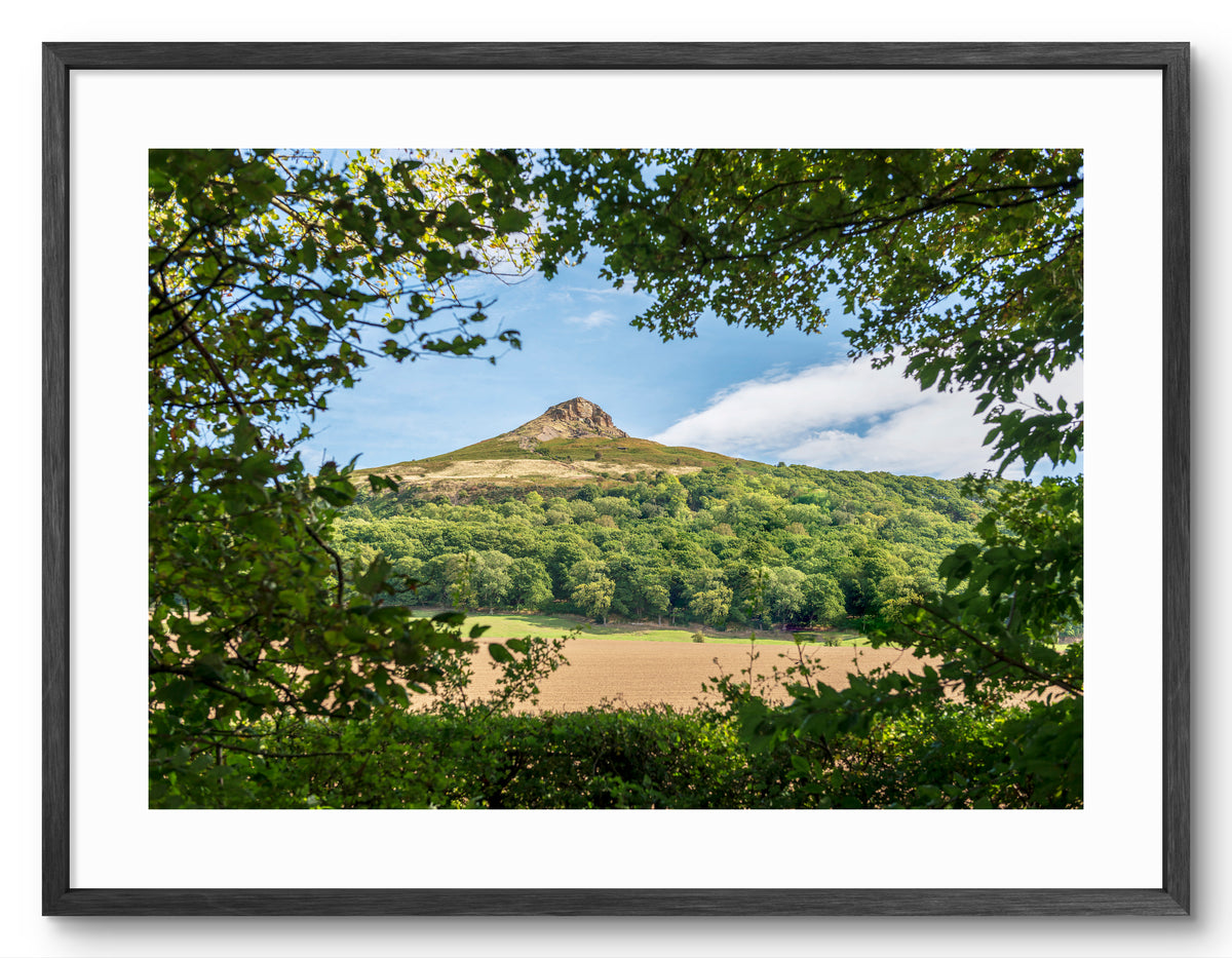 Roseberry Topping - Framed by Trees - North Yorkshire shown as a framed photographic print.