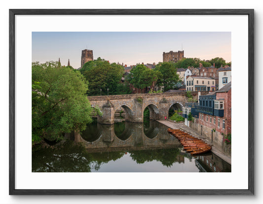Elvet Bridge Durham - Crossing The River Wear - Durham shown as a framed photographic print.