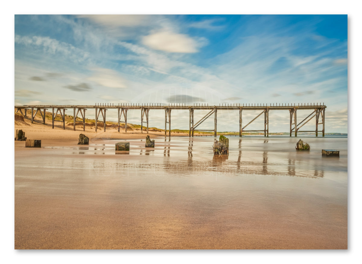 Steetley Pier and Beach - Hartlepool shown as a canvas print.