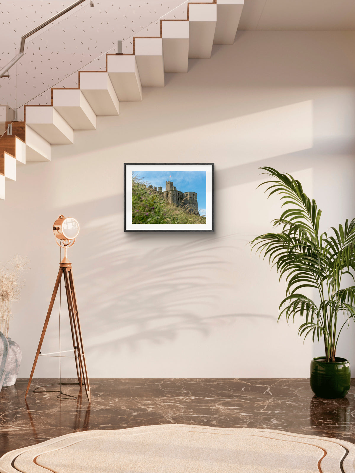 Warkworth Castle - Warkworth - Northumberland wall art displayed in a styled room setting.