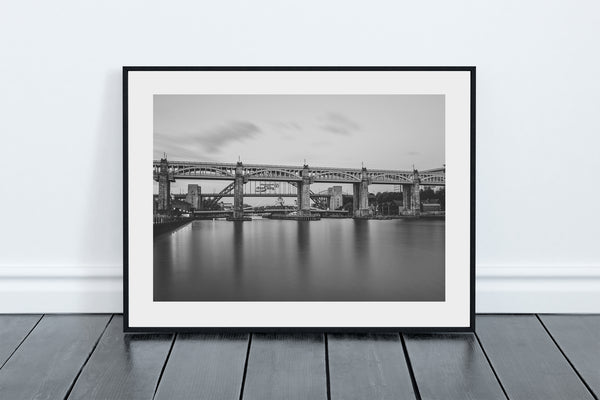 Black and White High Level , Tyne and Swing Bridges, Crossing The Tyne