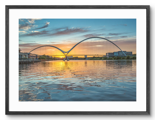 Infinity Bridge - Sunset - Last Light - Stockton on Tees shown as a framed photographic print.