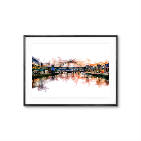 Tyne Bridge and Quayside - Digital Watercolour