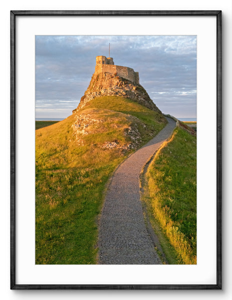 Castle on a hill with a path leading up to it, framed picture