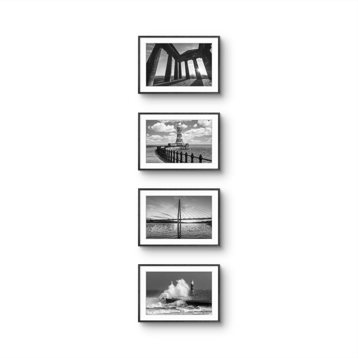 Sunderland Landmarks - Roker Pier Storm - Penshaw Monument - Northern Spire - Roker Pier Lighthouse