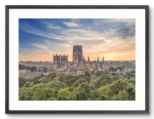 Durham Cathedral - Sunset - Durham shown as a framed photographic print.