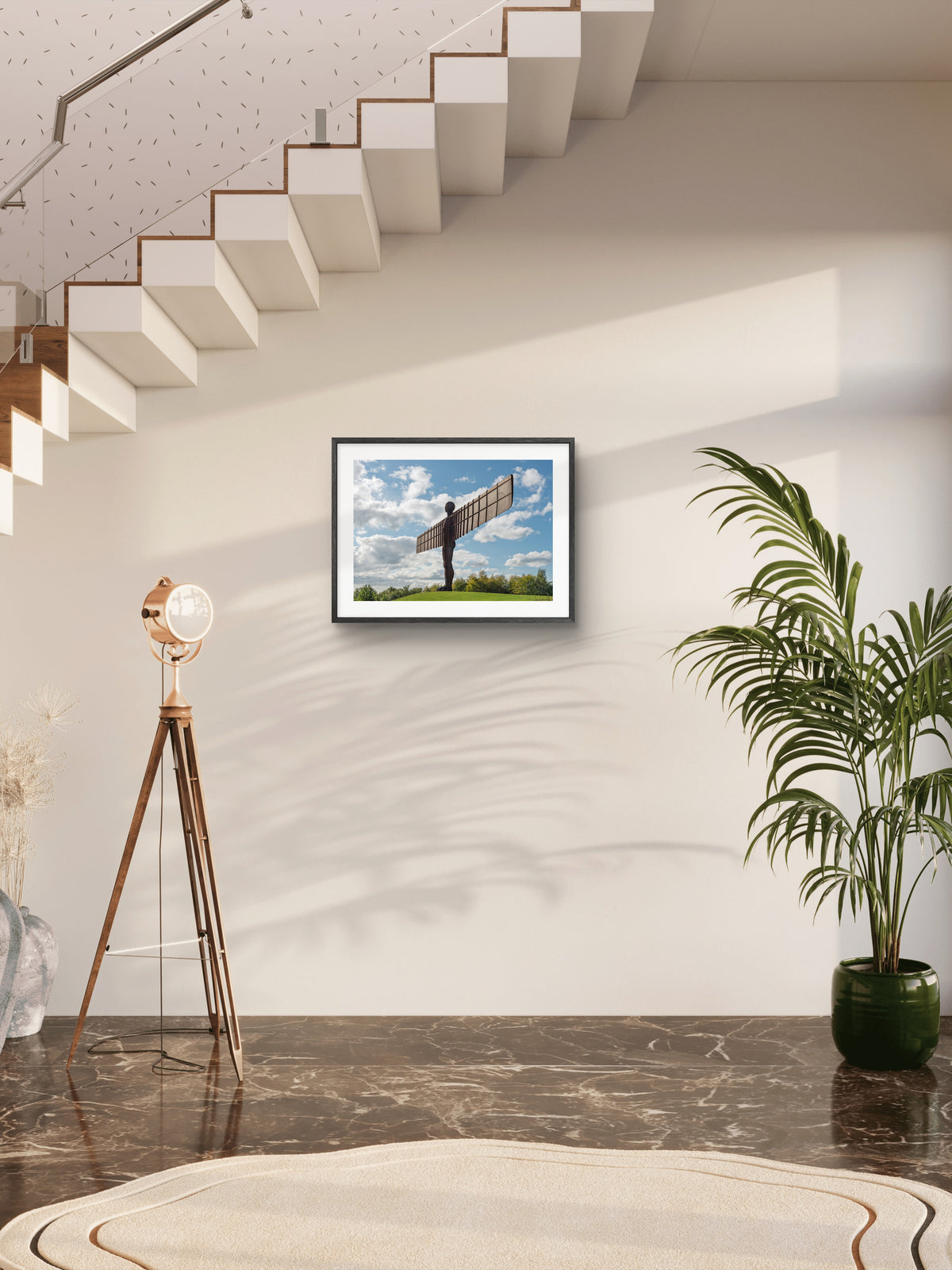 The Angel of The North - Antony Gormley - Gateshead - Tyne and Wear wall art displayed in a styled room setting.