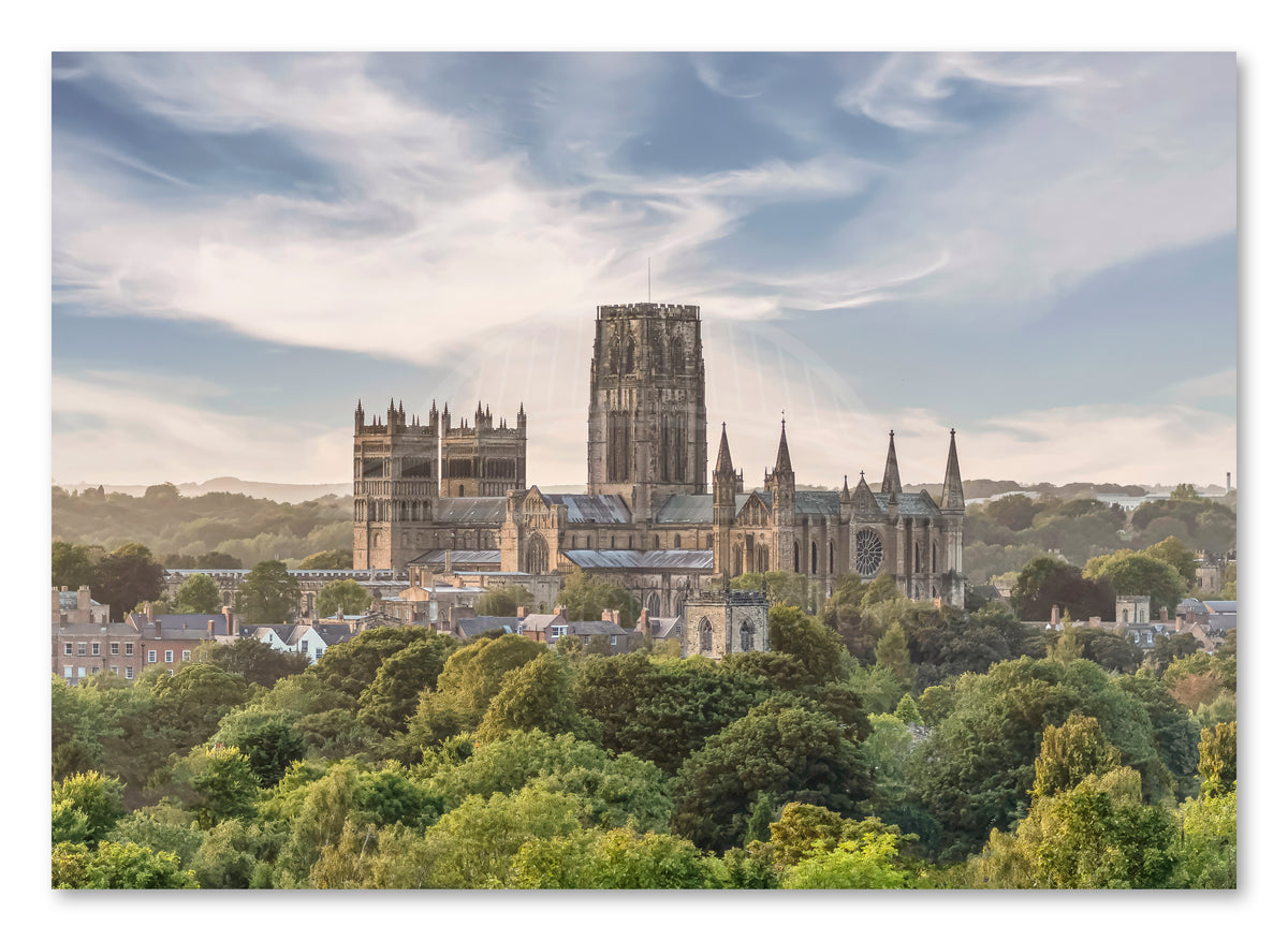 Durham Cathedral - Seen from across The City - Durham shown as a canvas print.