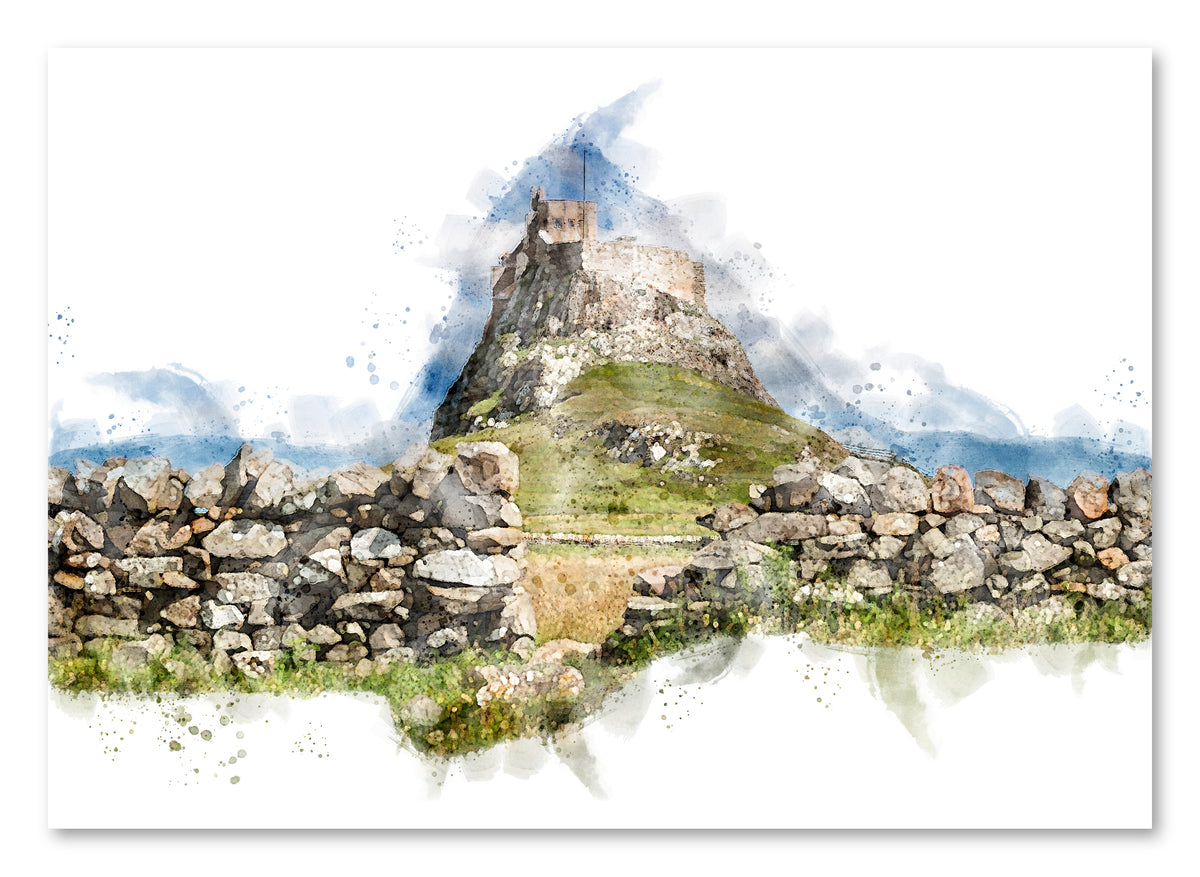 Lindisfarne Castle - Digital Watercolour - Northumberland
