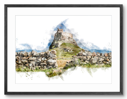 Lindisfarne Castle - Digital Watercolour - Northumberland