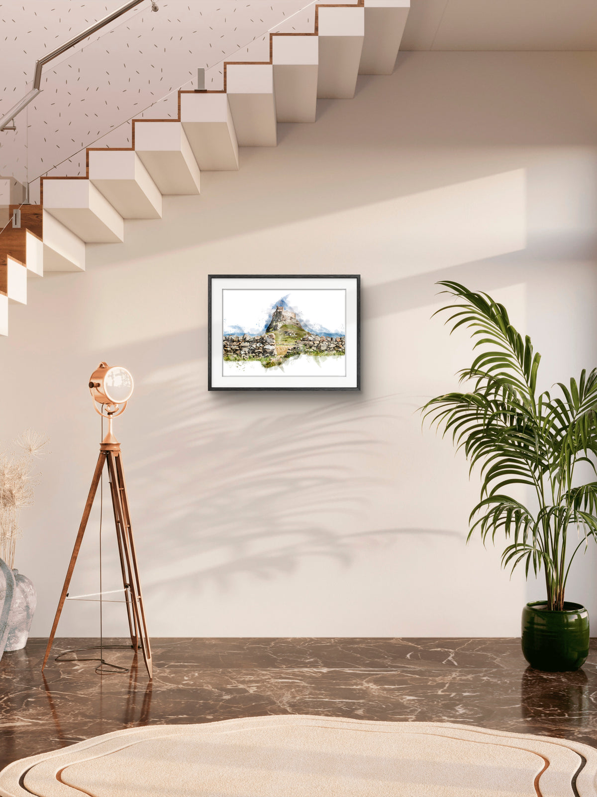 Lindisfarne Castle - Digital Watercolour - Northumberland