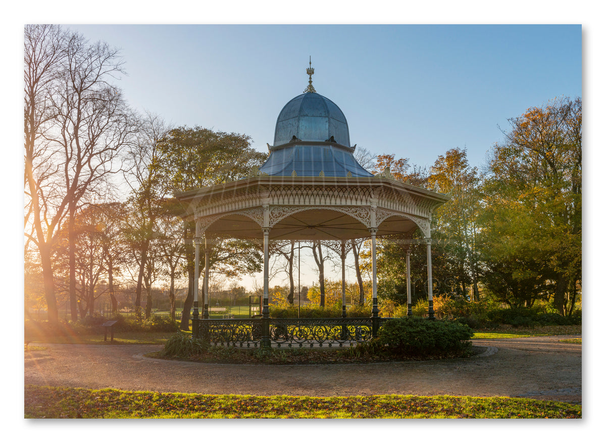 Exhibition Park Bandstand - Newcastle shown as a canvas print.