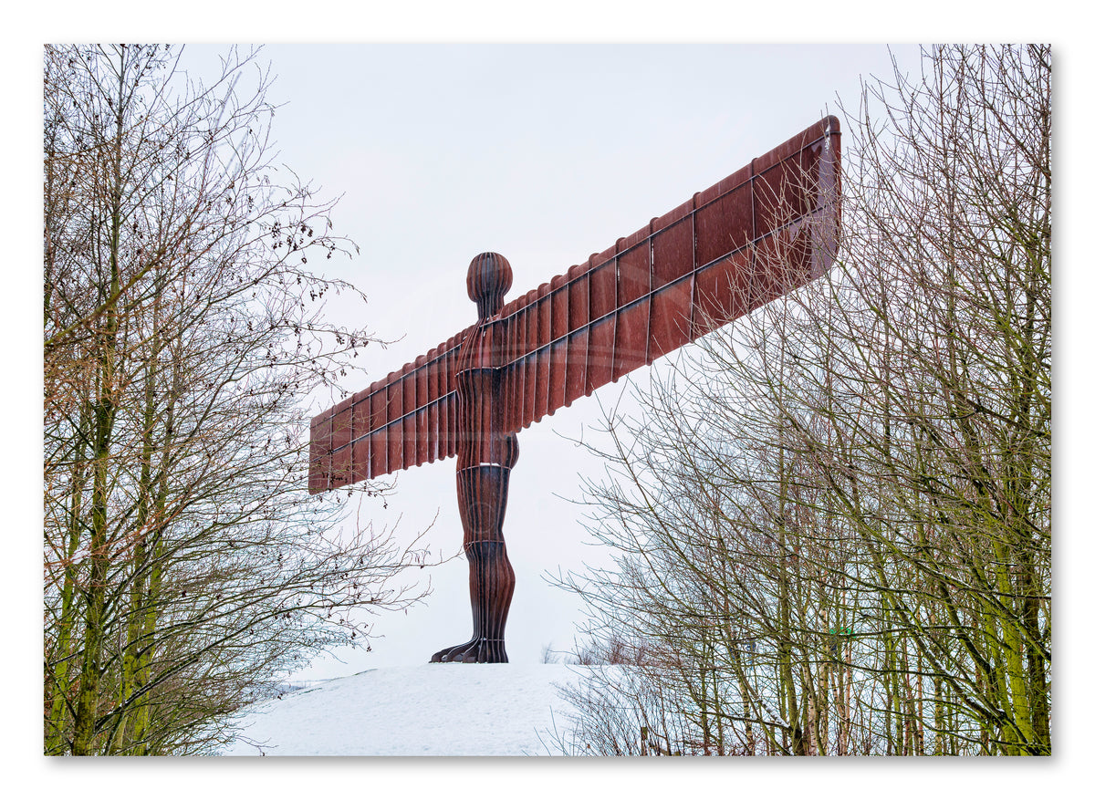 The Angel of the North - Snow - Gateshead shown as a canvas print.