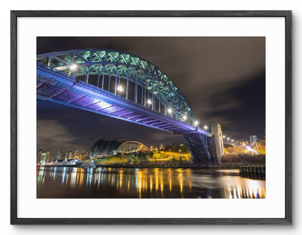 Tyne Bridge - The Glasshouse - River Tyne - Gateshead shown as a framed photographic print.