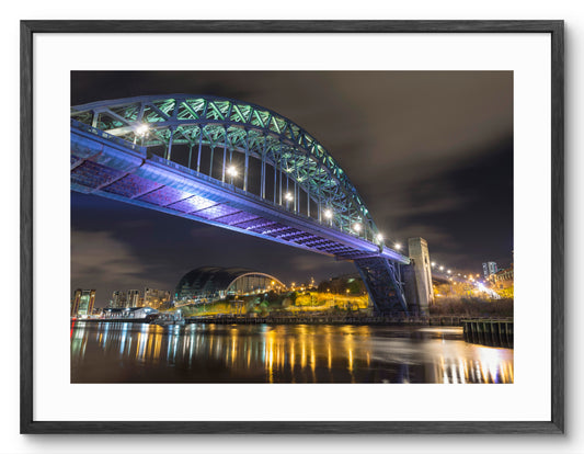 Tyne Bridge - The Glasshouse - River Tyne - Gateshead shown as a framed photographic print.