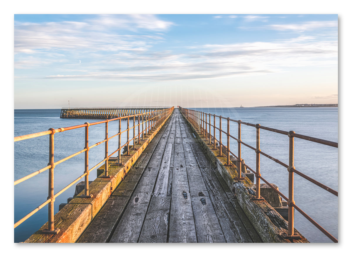 Blyth South Pier on the Northumberland coast shown as a canvas print.