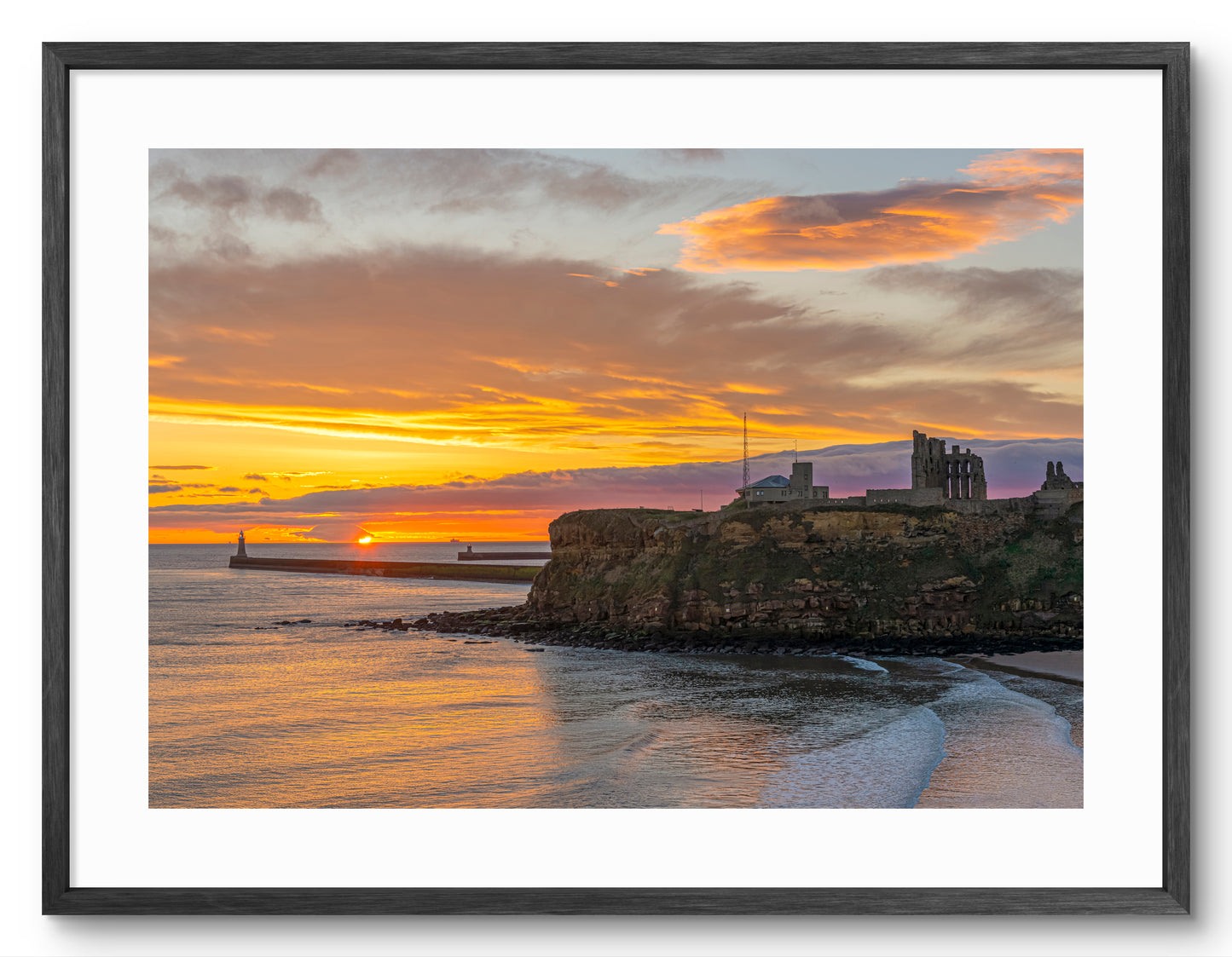 King Edwards Bay - Tynemouth Pier - Sunrise - Tynemouth shown as a framed photographic print.